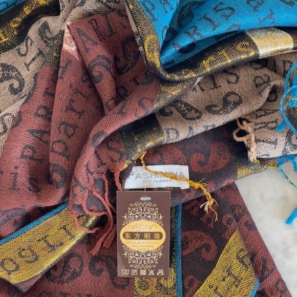 A&A Pashmina Cashmere Paris Large Oblong Shawl Wrap - Picture 13 of 16